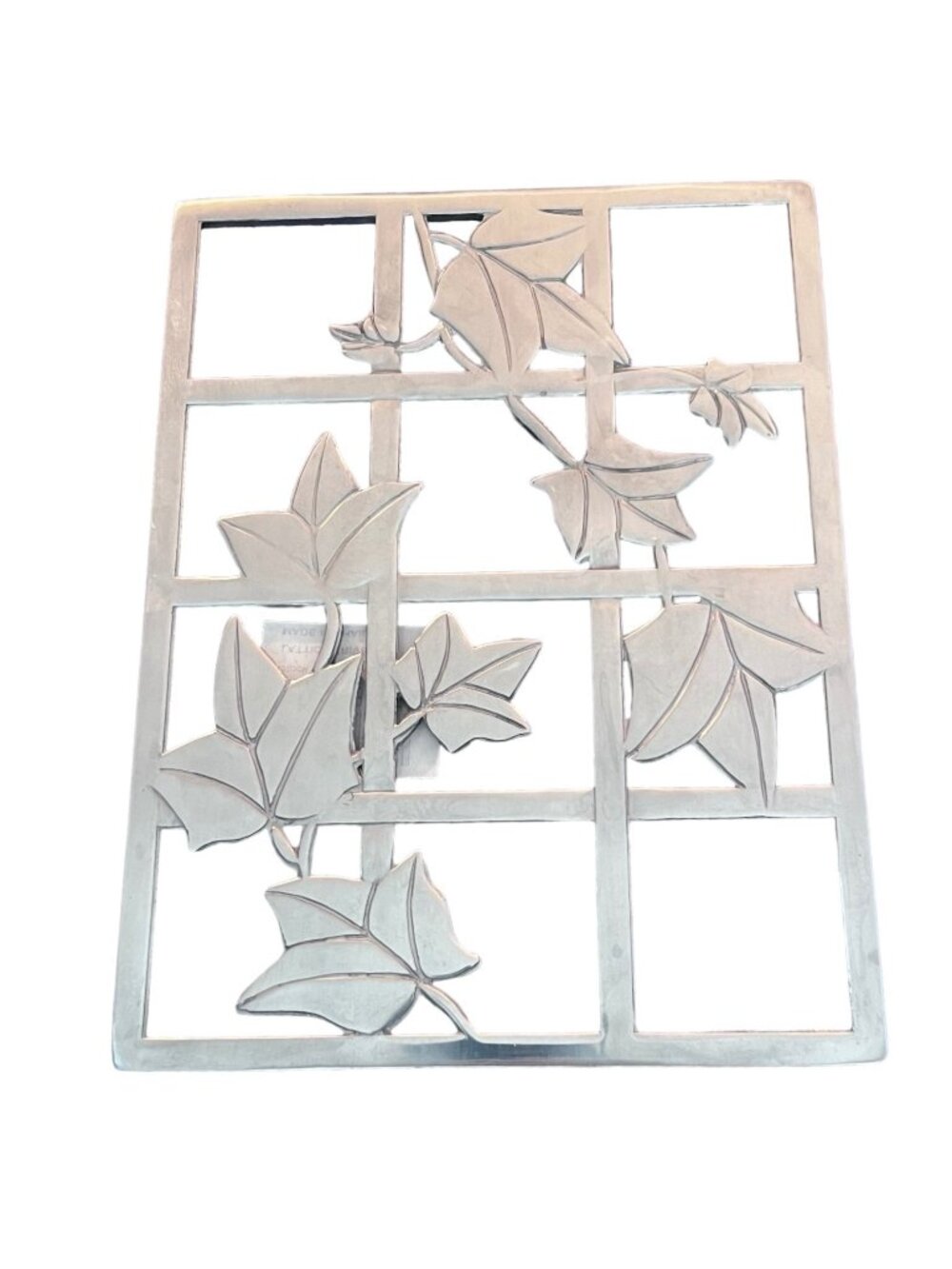 Vintage Metal Lattice Trivet Ivy Leaf Vine Design 7x9 Rectangle